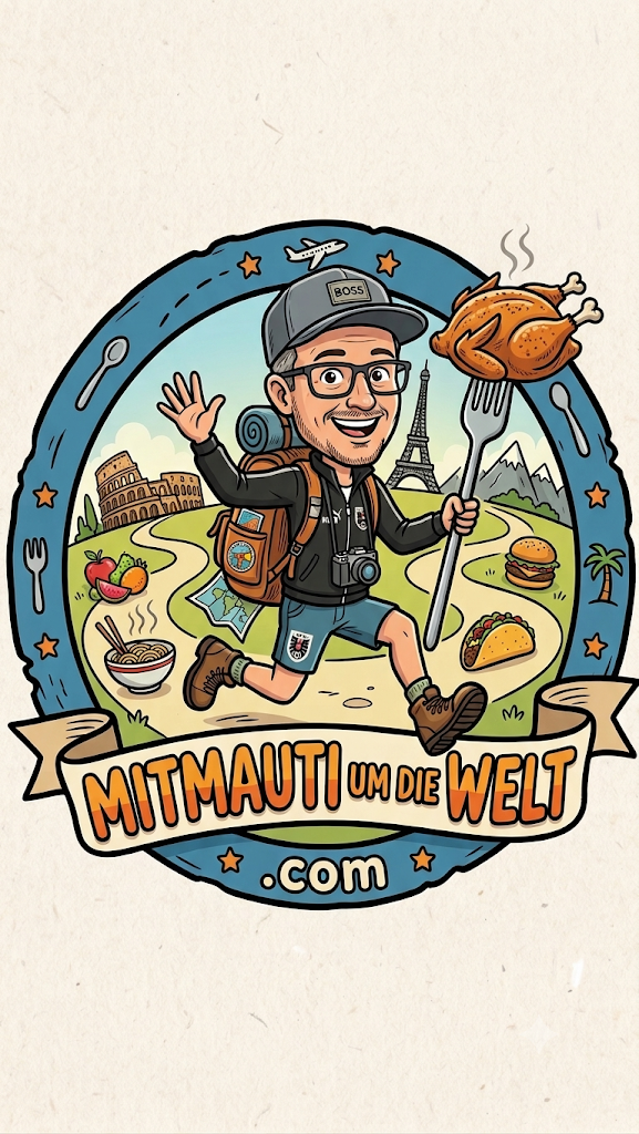Mit Mauti um die Welt – Reiseblog Logo und Startseiten-Illustration